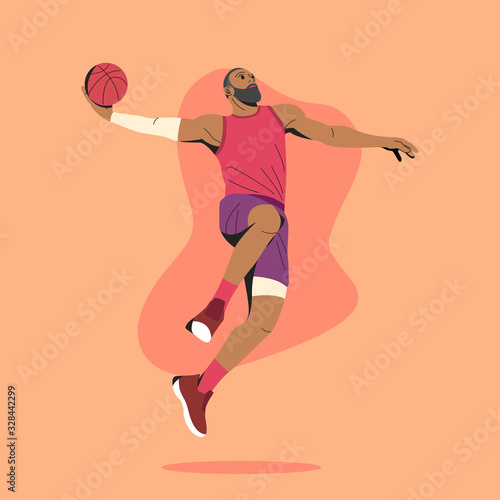 BASKETBALL PLAYER SLAM DUNK MOVES ILLUSTRATION.