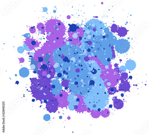 Background design with watercolor splash in purple and blue on white background