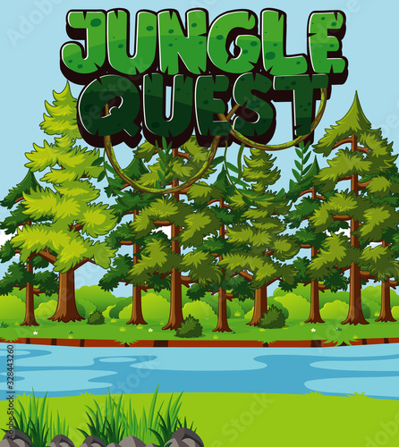 Scene with word related to nature and forest background