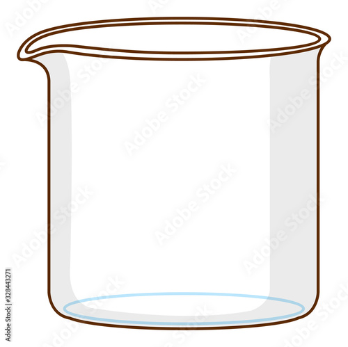 Glass beaker with nothing in it on white background