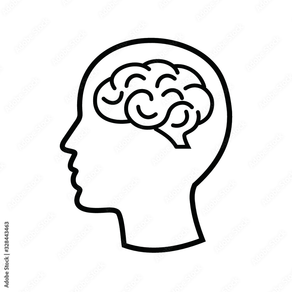 Human brain icon in line style. Editable stroke. Human brain icon in line style. Editable stroke.