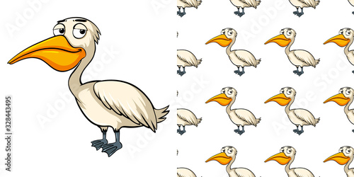 Seamless background design with sleepy pelican