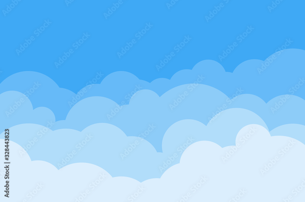 Abstract light blue sky with clouds on it.Flat