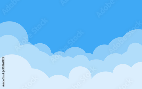 Flat sky background with clouds.Vector illustration