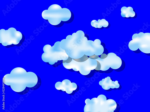 Voluminous white-blue clouds.Blue sky background with clouds.Vector illustration