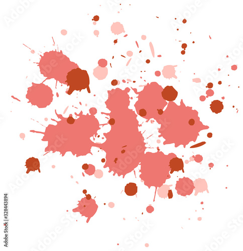 Watercolor splash in red on white background