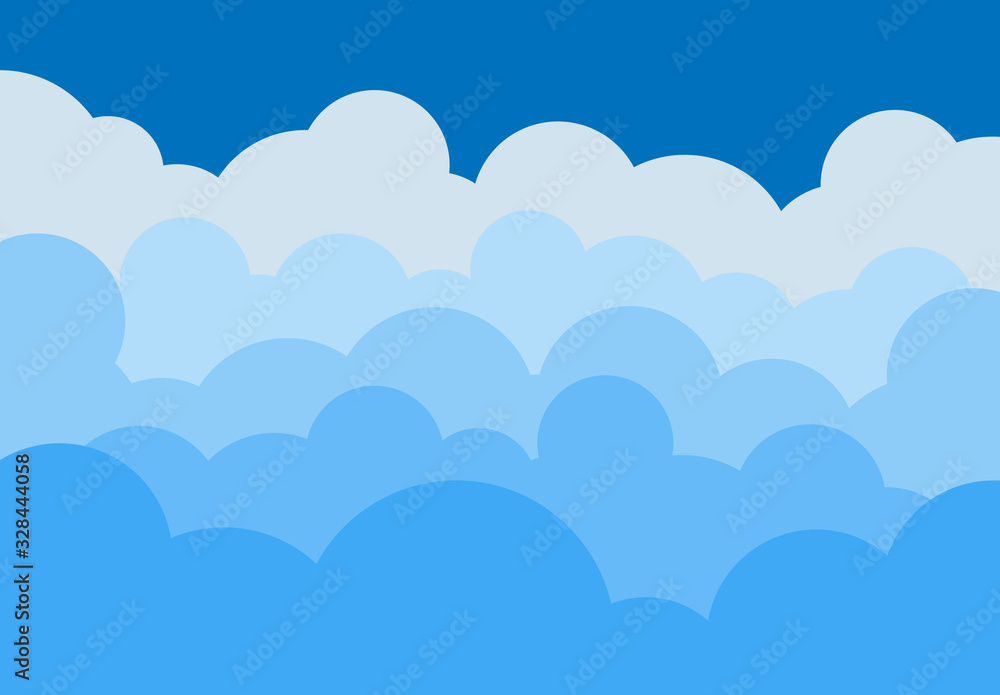 Cloudy sky on blue background.Abstract blue sky.Flat.Vector illustration Cloudy sky on blue background.Abstract blue sky.Flat.Vector illustration