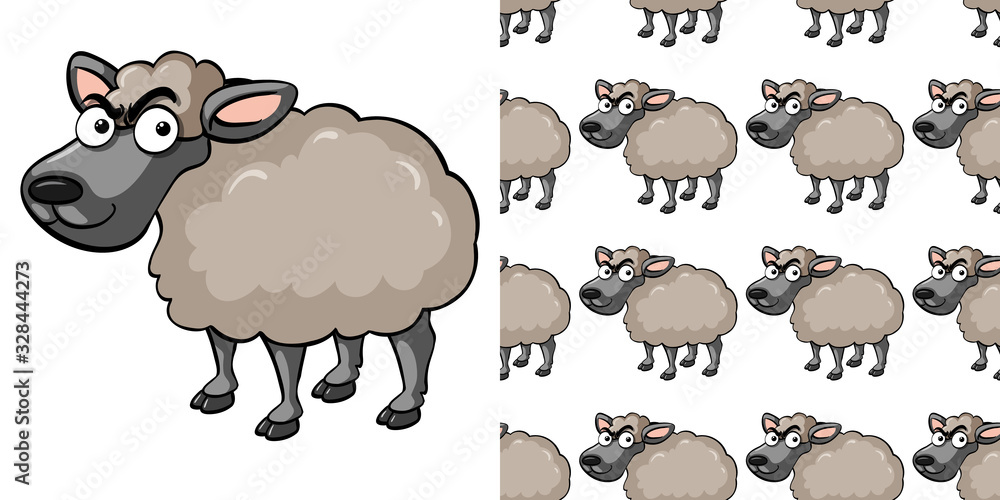 Seamless background design with mad sheep Seamless background design with mad sheep
