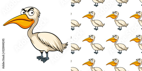 Seamless background design with angry pelican