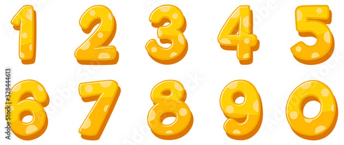 Font design for numbers one to zero on white background