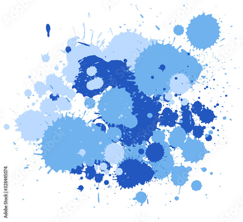 Watercolor splash in blue on white background