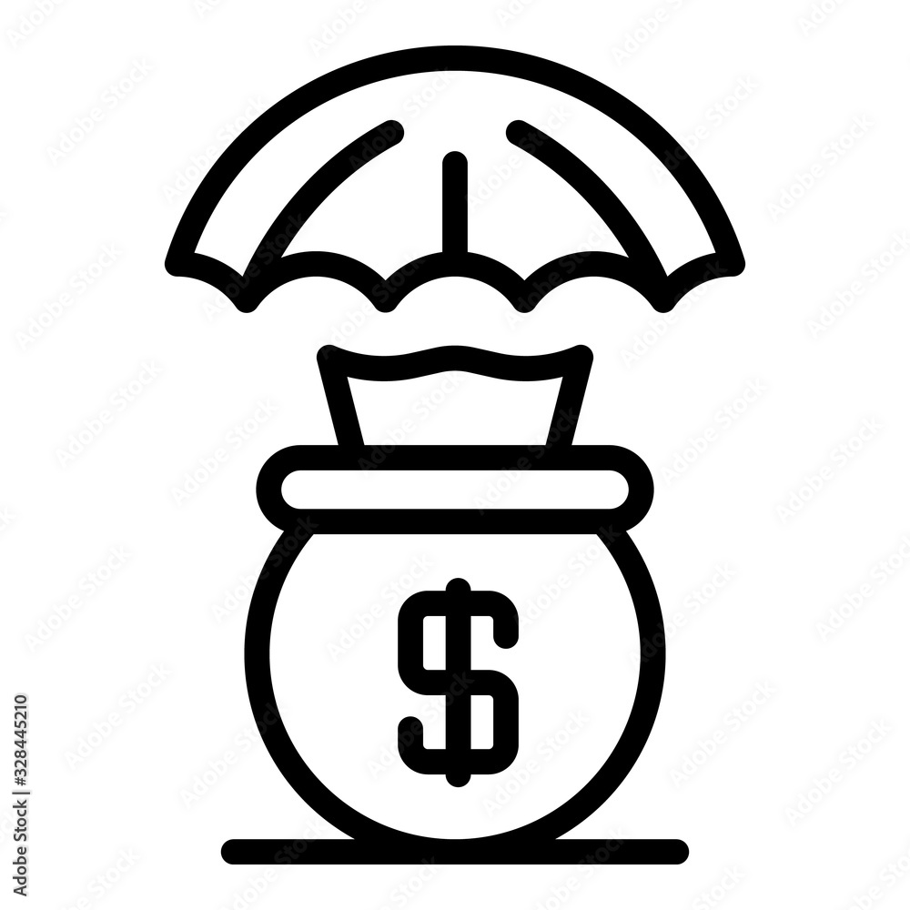Protect money bag icon. Outline protect money bag vector icon for web design isolated on white background Protect money bag icon. Outline protect money bag vector icon for web design isolated on white background