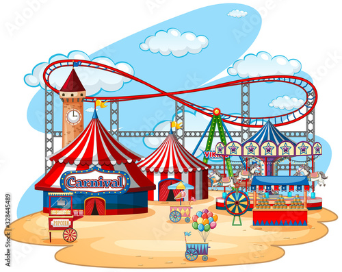 Fun fair theme park on isolated background