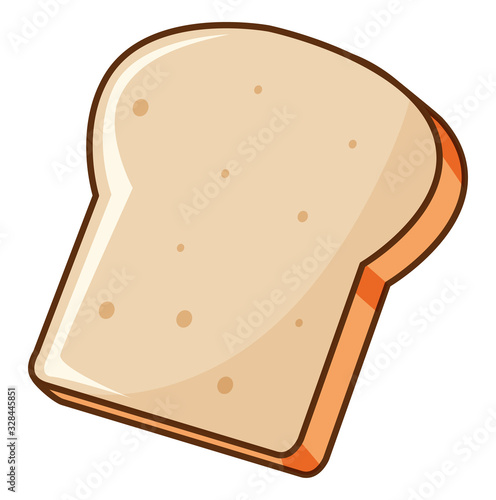 One piece of bread toasted on white background