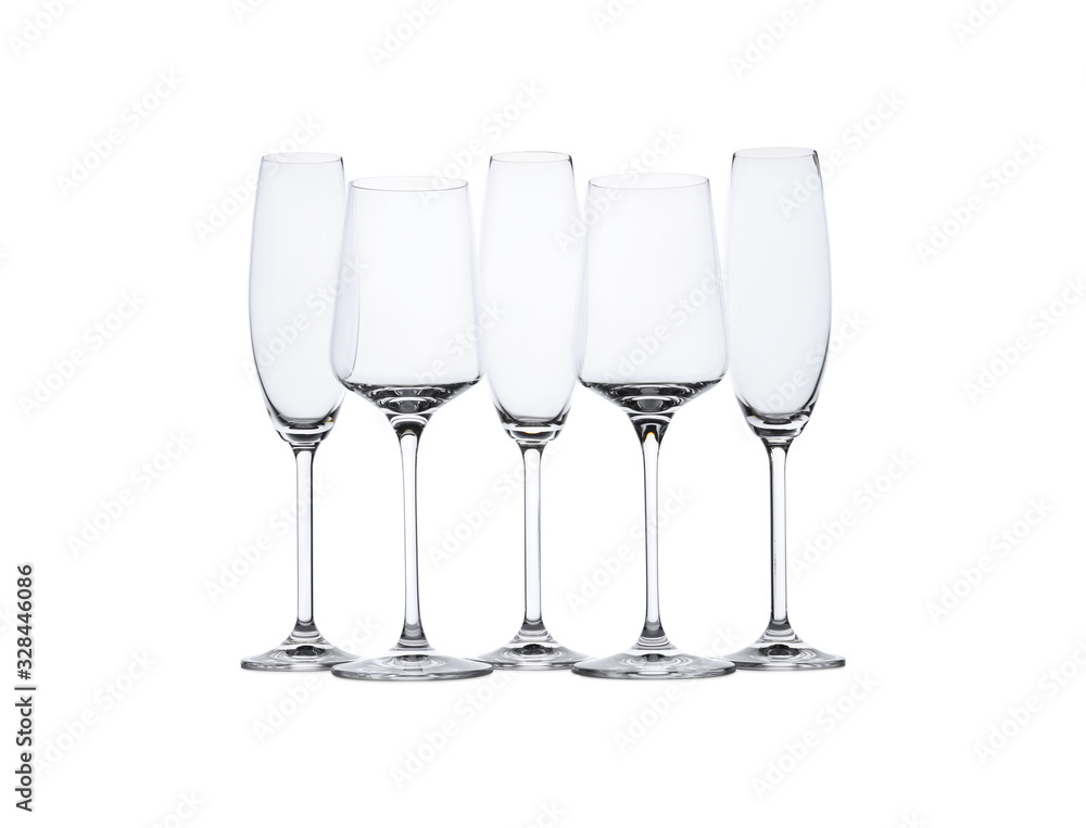 Set of different glasses isolated on white