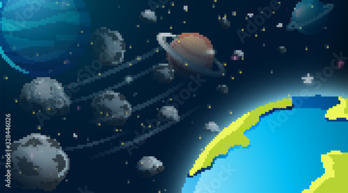 Earth in galaxy scene