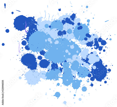 Background design with watercolor splash in blue on white background