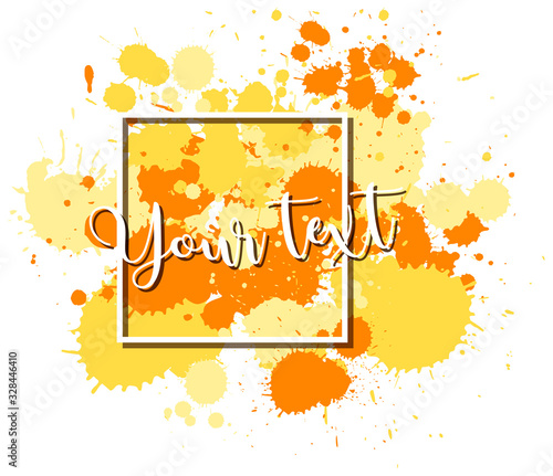 Background design with watercolor splash in yellow on white background