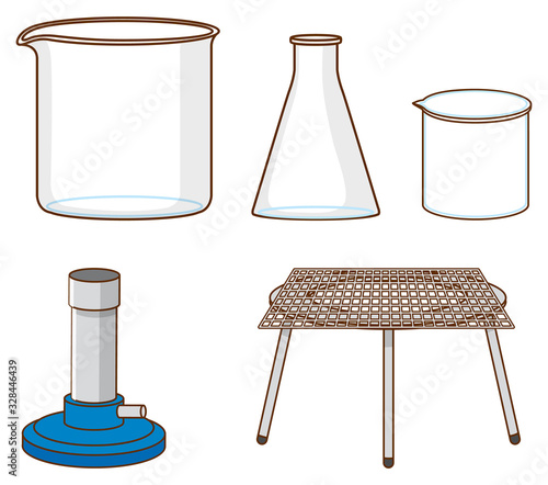 Set of science tools on white background