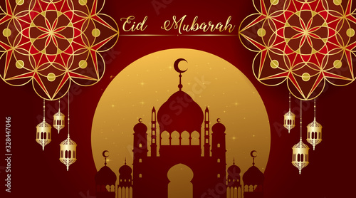 Background design for Muslim festival Eid Mubarak
