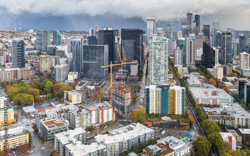 Downtown of Seattle looking from Space Needle.