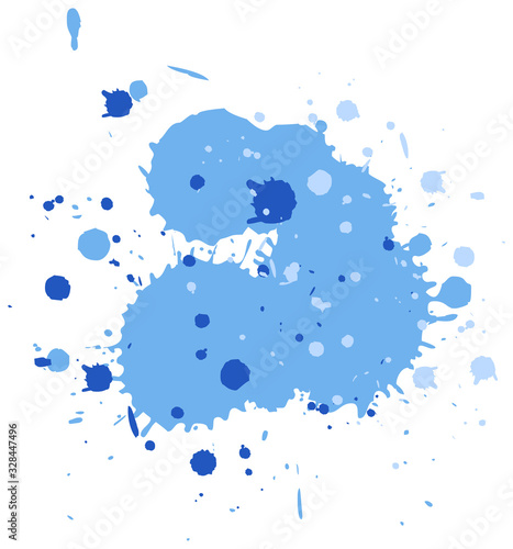 Watercolor splash in blue on white background
