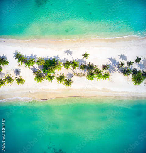 Aerial View Of Two Beautiful Tropical Beaches