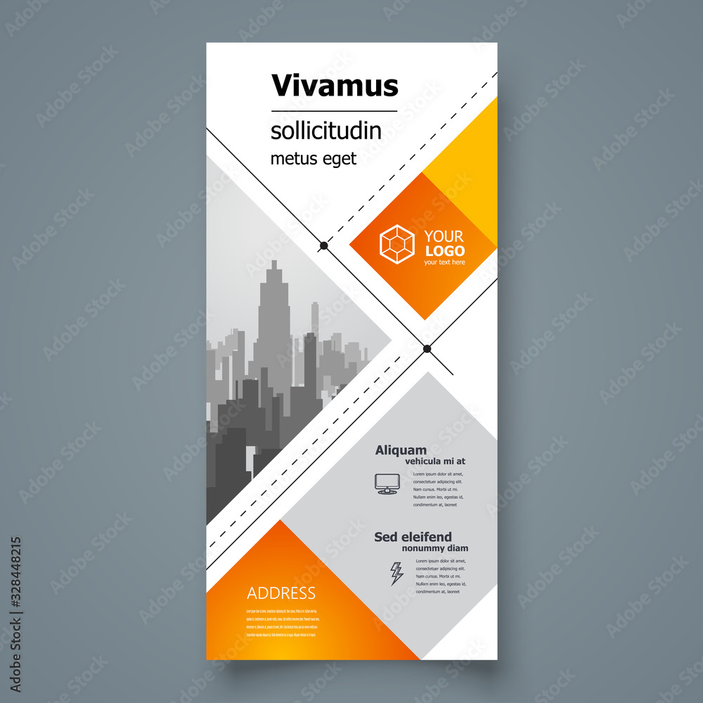 Roll up banner design template squares theme cover yellow color Roll up banner design template squares theme cover yellow color