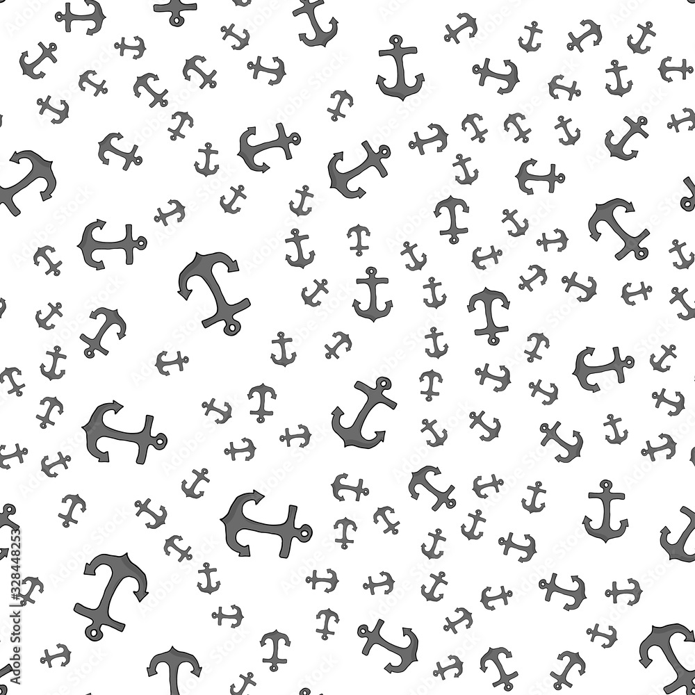 Fototapeta premium Seamless nautical background with hand drawn anchors. Summer vector design.