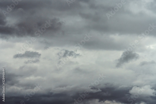 Background of dark rainy clouds before thunderstorm.