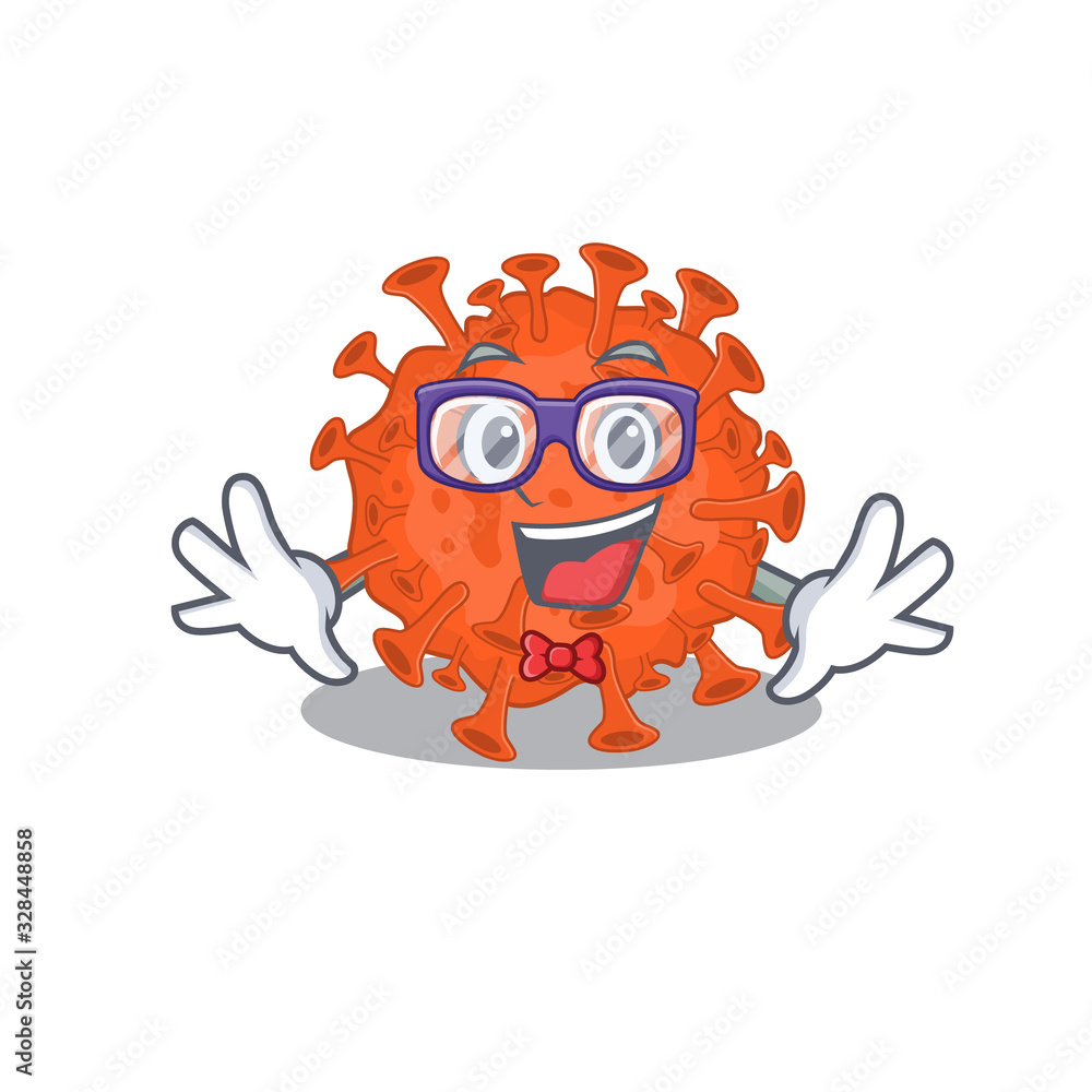 Super Funny Geek electron microscope coronavirus cartoon character design