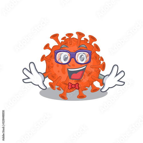Super Funny Geek electron microscope coronavirus cartoon character design
