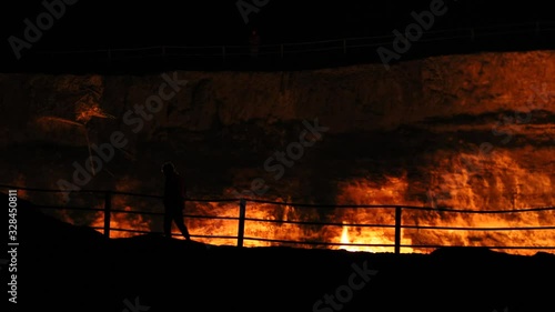Wallpaper Mural  silhouette and fire darvaza gas crater Torontodigital.ca