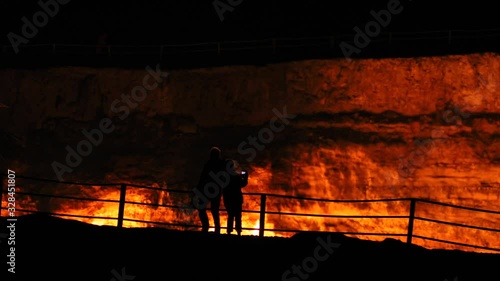 Wallpaper Mural  silhouette and fire darvaza gas crater Torontodigital.ca