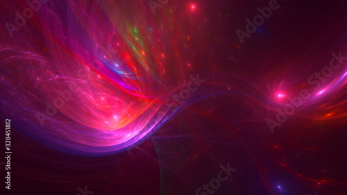 3D rendering abstract red fractal light background