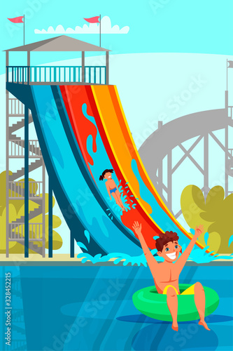 Amazing aqua park for adult and kid recreation