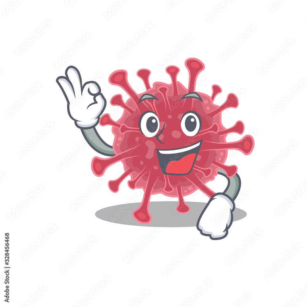 Coronavirus disease cartoon character design style making an Okay gesture Coronavirus disease cartoon character design style making an Okay gesture