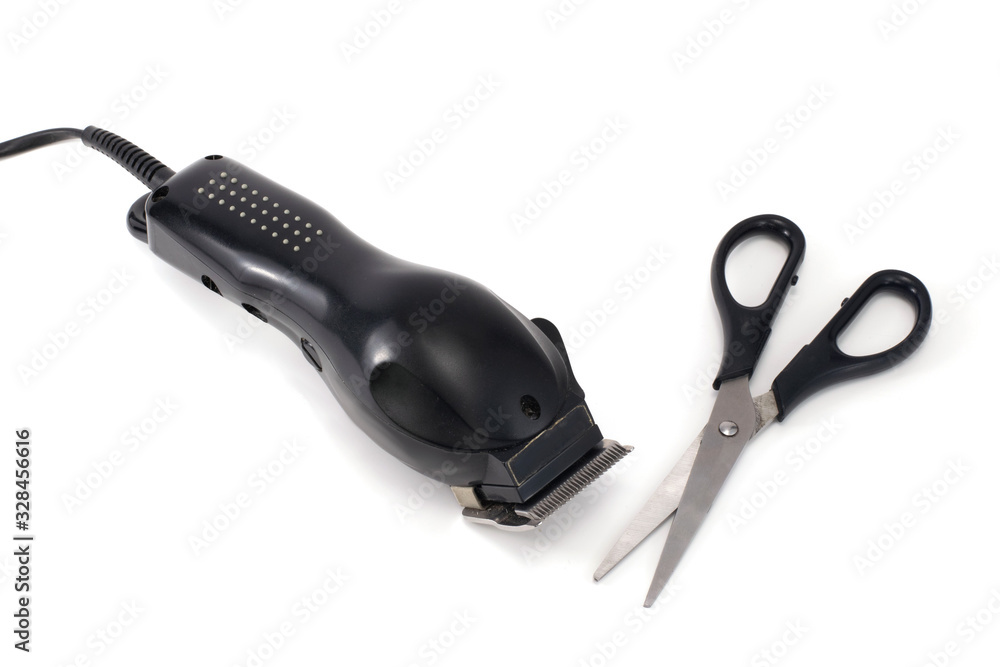 Obraz premium Barber shearing machine scissors isolated