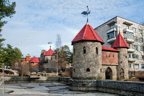 SOSNOVY BOR, LENINGRAD, RUSSIA - MARCH 8, 2014: View of the Andersengrad fortress is a children's play complex near Saint Petersburg photo