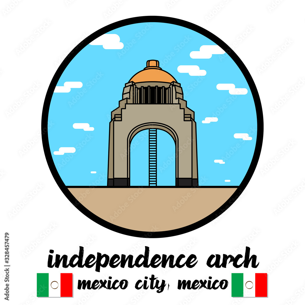 Circle Icon Independence Arch Mexico. Vector illustration Circle Icon Independence Arch Mexico. Vector illustration