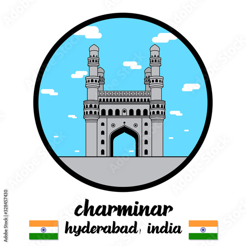 Circle Icon Charminar.Vector illustration