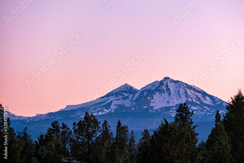 Sunset on the Three Sisters in Oregon photo