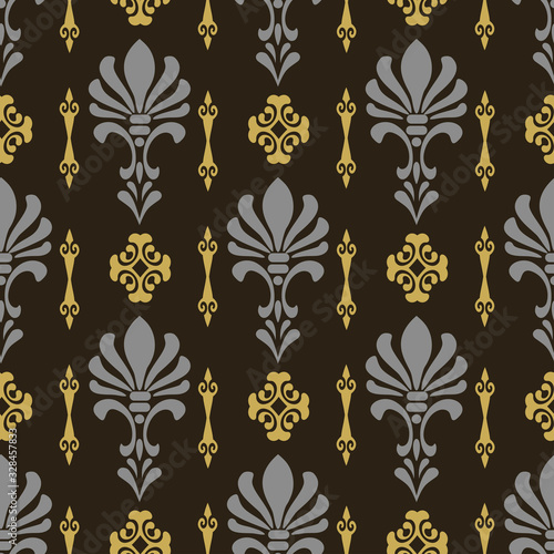 Dark Asian Wallpaper   Damask Seamless Pattern   Background   Vector Graphic