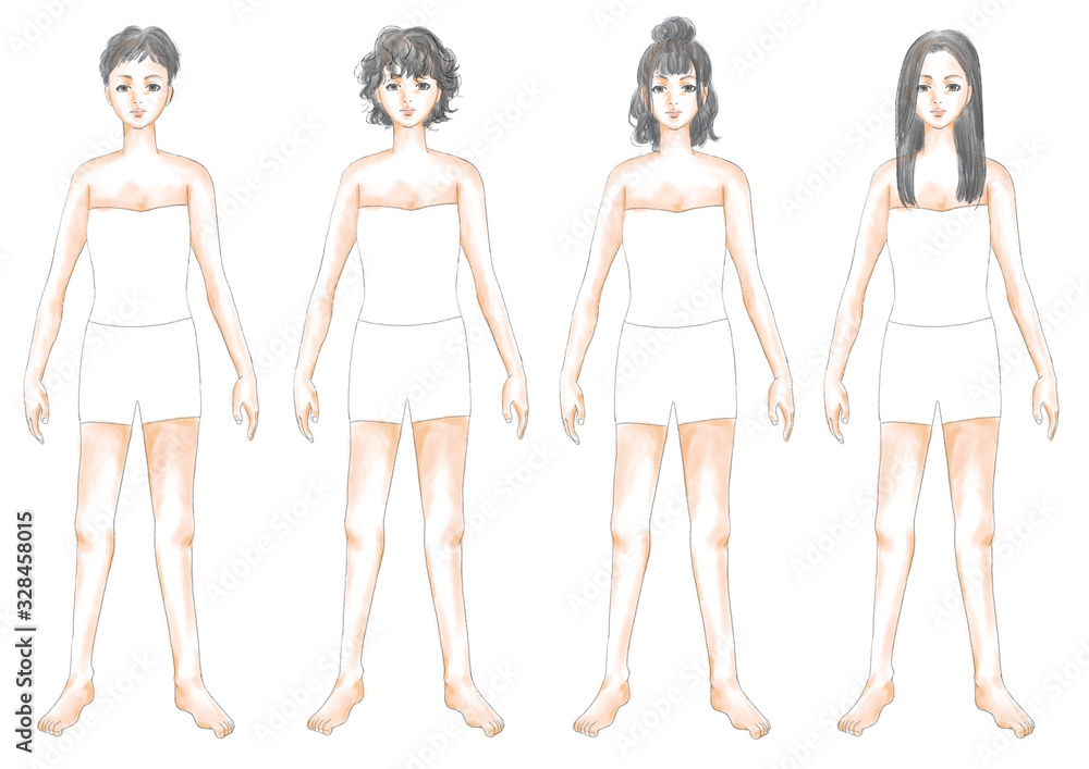 ファッションイラスト 黒髪 きせかえ 髪型 ボディ 日本人 04 ファッションイラスト 黒髪 きせかえ 髪型 ボディ 日本人 04