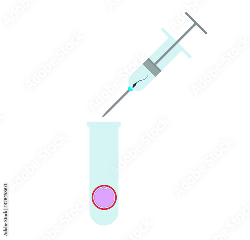In vitro fertilisation and pregnancy test. Putting sperm in a test tube. Medical, biological and healthcare concept. Artificial insemination element.