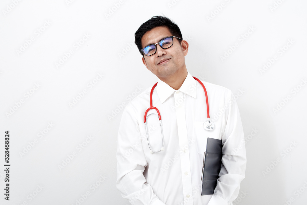 Male doctor on the document clipboard Male doctor on the document clipboard