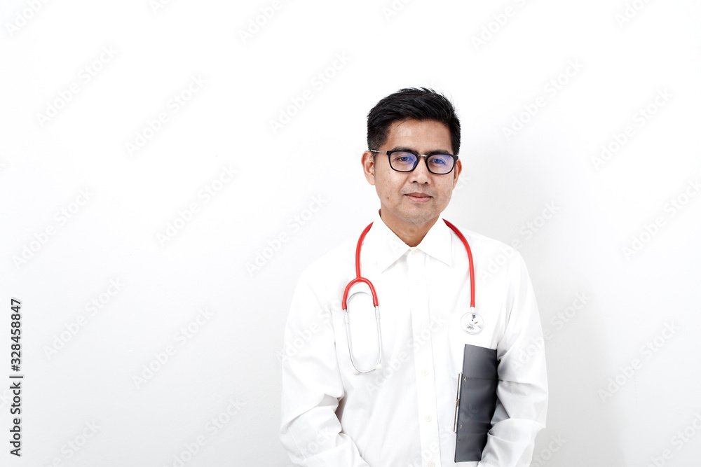 Male doctor on the document clipboard Male doctor on the document clipboard
