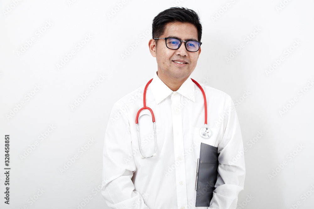 Male doctor on the document clipboard Male doctor on the document clipboard