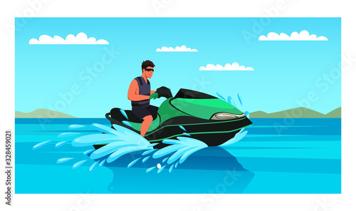 Man enjoying jet ski water extreme sport amusement