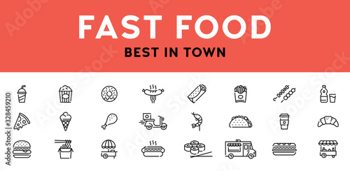 Fast Food Icon Logo Set